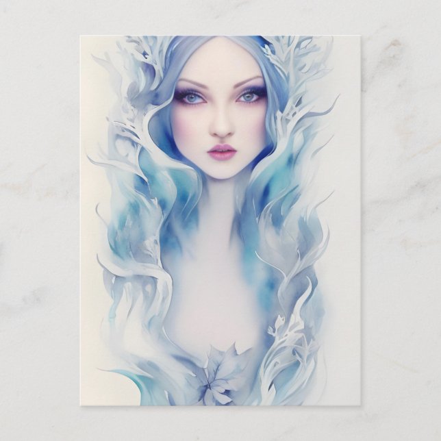 Frau mit blauem Haar Postkarte (Vorderseite)