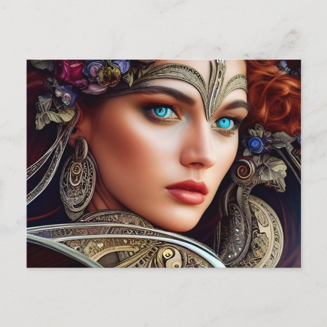 Frau mit blauen Augen Postkarte (Vorderseite)