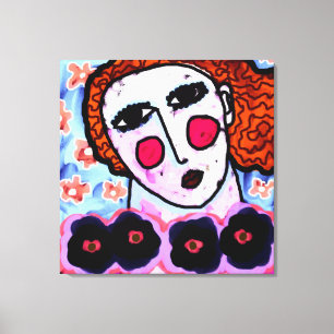 Frau mit Blume Abstrakte digitale Malerei Leinwanddruck