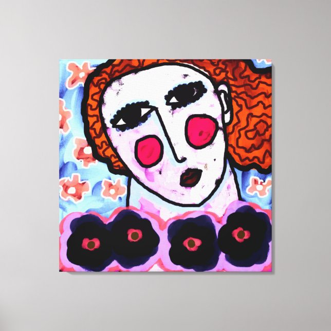 Frau mit Blume Abstrakte digitale Malerei Leinwanddruck (Vorderseite)