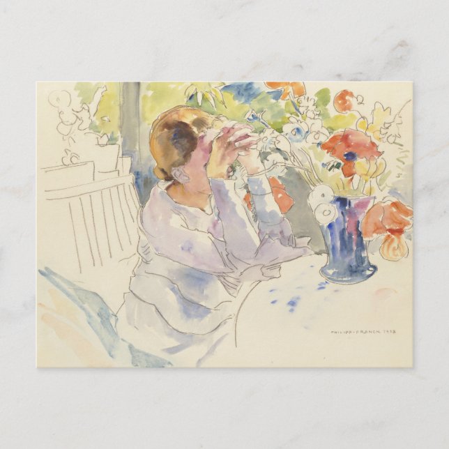 Frau mit Blume Bouquet | Philipp Franck Postkarte (Vorderseite)
