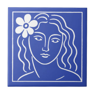 Frau mit Blume im Haar Fliese