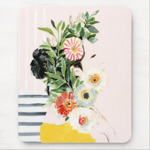 Frau mit Blume Mousepad
