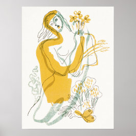 Frau mit Blume Poster
