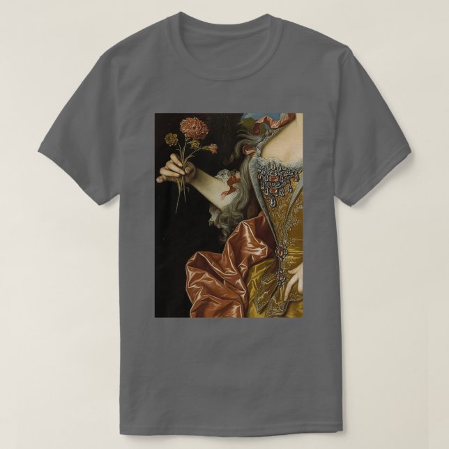 Frau mit Blume Renaissance-Gemälde 2 T-Shirt (Design vorne)