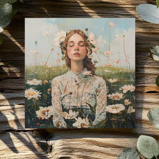 FRAU MIT BLUMEN KARTE