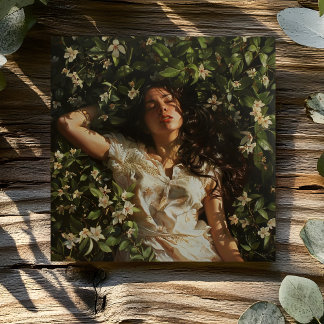 FRAU MIT BLUMEN KARTE