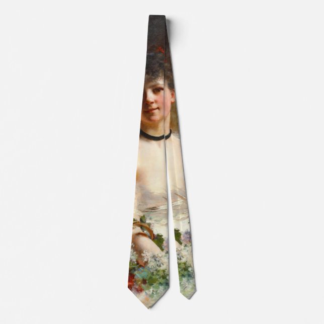 Frau mit Blumen-Korb 1850 Krawatte (Vorderseite)
