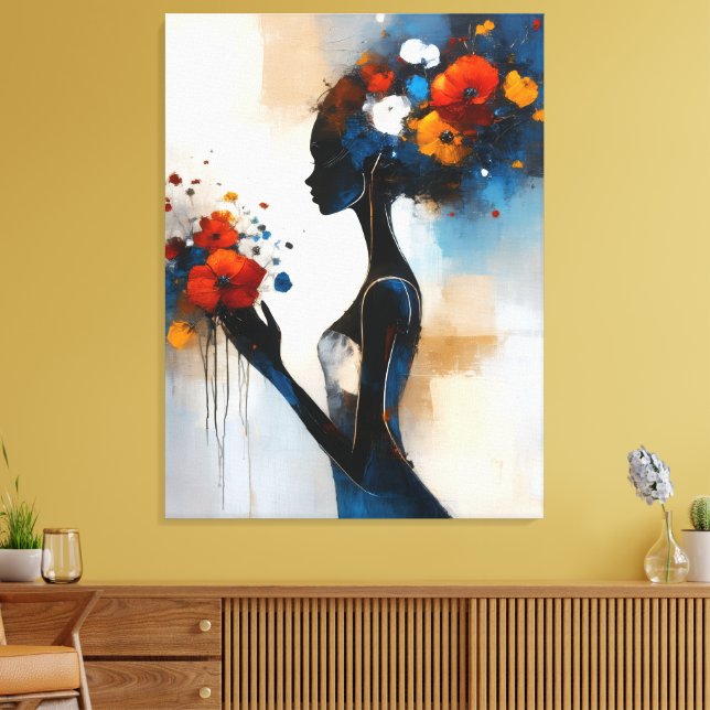 Frau mit Blumen Leinwanddruck (Insitu (Wohnzimmer))