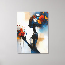 Frau mit Blumen Leinwanddruck