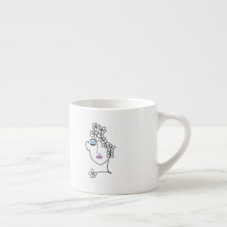 Frau mit Blumen Linienkunst Espressotasse