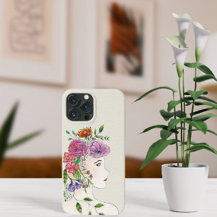 Frau mit Blumenillustration Case-Mate iPhone Hülle