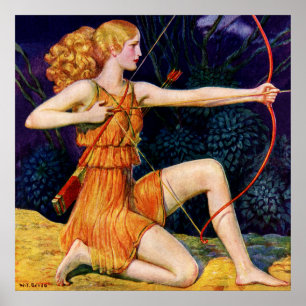 Frau mit Bogen Poster