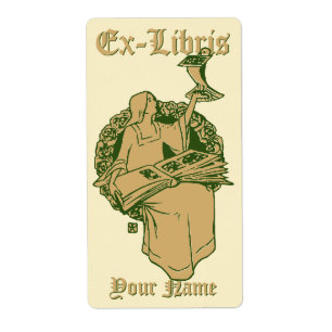 Frau mit Buch & Bird Ex Libris Vorlage