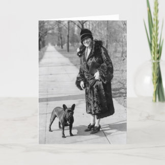 Frau mit Bulldogin, 1920er Karte