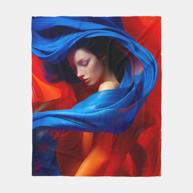 Frau mit Cobalt Blue Veil im Hintergrund Orange Fleecedecke (Vorderseite)