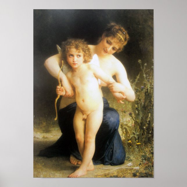 Frau mit Cupid, Bouguereau Poster (Vorne)