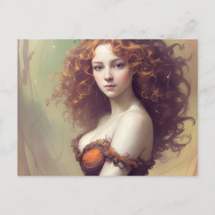 Frau mit Curly Hair Postkarte