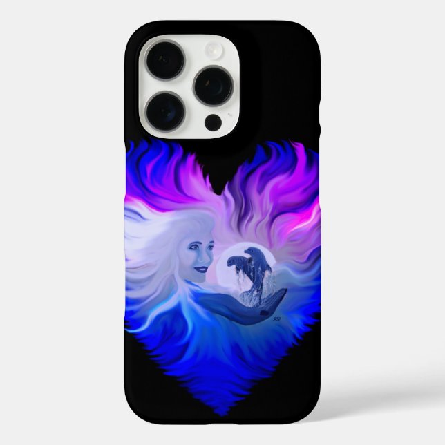 Frau mit Delphinen im Mondschein Case-Mate iPhone Hülle (Rückseite)