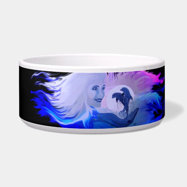 Frau mit Delphinen im Mondschein Napf (Links)