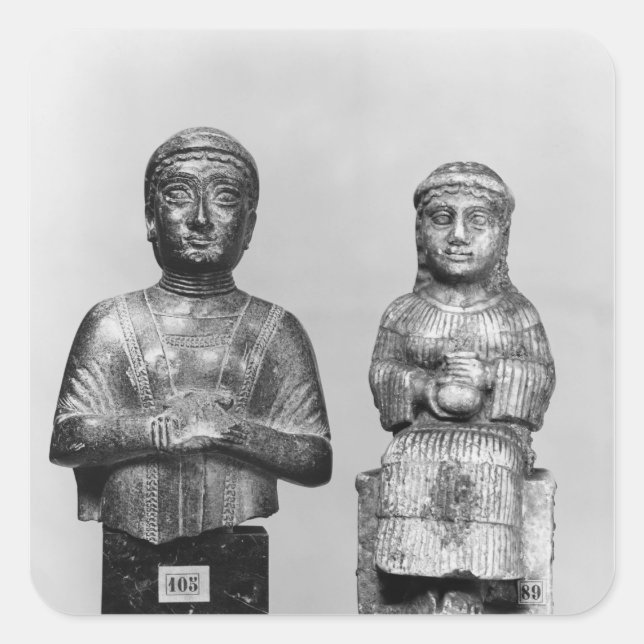 Frau mit dem Schal Quadratischer Aufkleber (Vorderseite)
