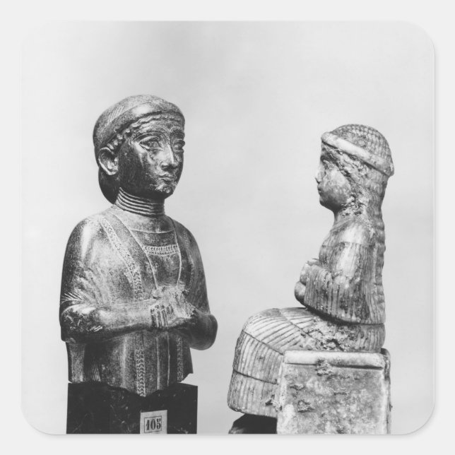 Frau mit dem Schal Quadratischer Aufkleber (Vorderseite)