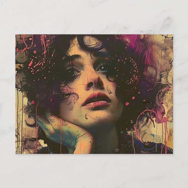 Frau mit der Hand an ihrem Gesicht Postkarte (Vorderseite)