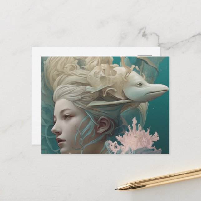 Frau mit Eel auf ihrem Kopf Postkarte (Vorderseite/Rückseite Beispiel)