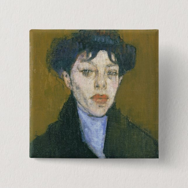 Frau mit einem blauen Schal, c.1912 (Öl auf Button (Vorderseite)