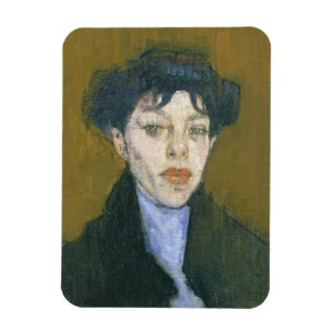 Frau mit einem blauen Schal, c.1912 (Öl auf Magnet