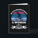 Frau mit einem Fahrrad Die sonnige Mama Geschenk E Karte<br><div class="desc">Unterschätze niemals eine Frau mit einem Fahrrad. Dieses lustige Geschenk eignet sich ideal für Liebe,  Radfahren,  Radfahren,  Radfahren und Mountainbiken. Holen Sie es sich als Weihnachten oder Muttertagsgeschenke für Ihre Ehefrau.</div>