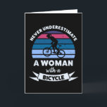 Frau mit einem Fahrrad Die sonnige Mama Geschenk E Karte<br><div class="desc">Unterschätze niemals eine Frau mit einem Fahrrad. Dieses lustige Geschenk eignet sich ideal für Liebe,  Radfahren,  Radfahren,  Radfahren und Mountainbiken. Holen Sie es sich als Weihnachten oder Muttertagsgeschenke für Ihre Ehefrau.</div>