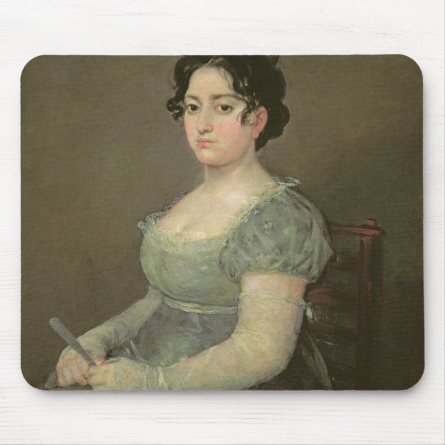 Frau mit einem Fan, c.1805-06 (Öl auf Leinwand) Mousepad (Vorne)
