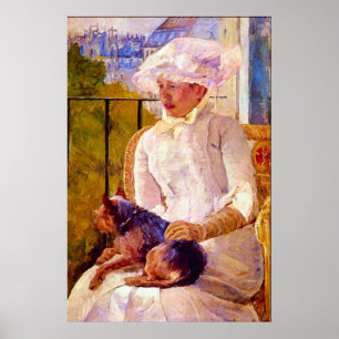 Frau mit einem Hund von Mary Stevenson Cassatt Poster