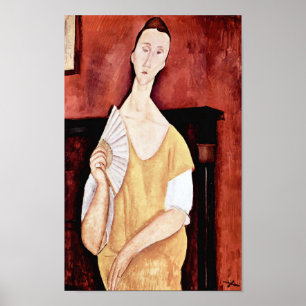 Frau mit einem Lüfter, Modigliani Poster