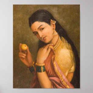 Frau mit einem Obst von Raja Ravi Varma Poster