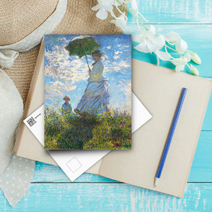 Frau mit einem Parasol, Frau Monet, schöne Kunst Postkarte