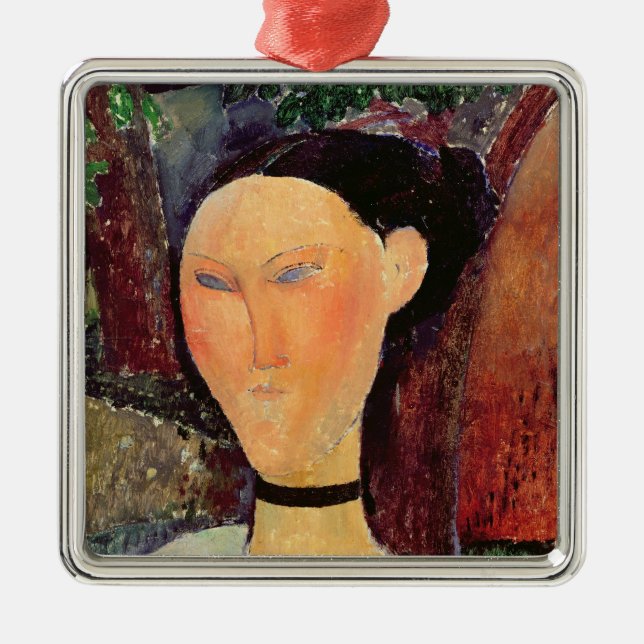 Frau mit einem SamtNeckband, c.1915 Silbernes Ornament (Vorne)