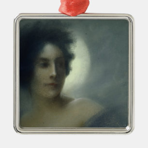 Frau mit einem sichelförmigen Mond oder, der Ornament Aus Metall