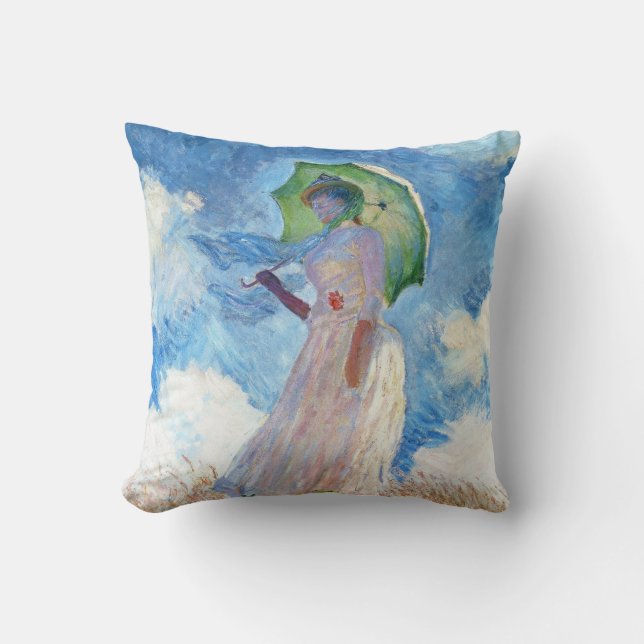 Frau mit einem Sonnenschirm Claude Monet Kissen (Vorderseite)