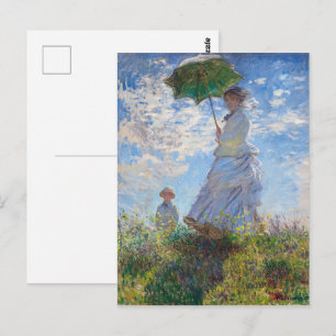 Frau mit einem Sonnenschirm Monet Postkarte