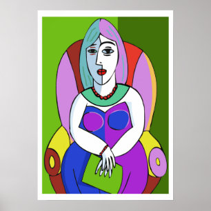 Frau mit einem Tablet Poster