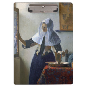 Frau mit einem Wasser-Krug durch Johannes Vermeer Klemmbrett