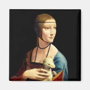 Frau mit einer Ermine von Leonardo Da Vinci Magnet