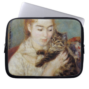 Frau mit einer Katze durch Pierre-Auguste Renoir Laptopschutzhülle