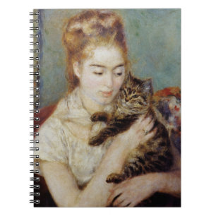 Frau mit einer Katze durch Pierre-Auguste Renoir Notizblock