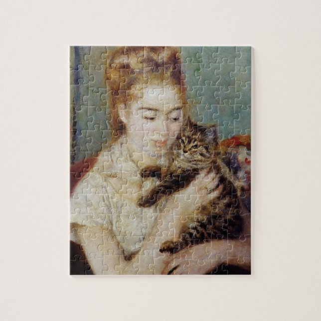 Frau mit einer Katze durch Pierre-Auguste Renoir Puzzle (Vertikal)
