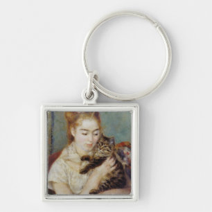 Frau mit einer Katze durch Pierre-Auguste Renoir Schlüsselanhänger
