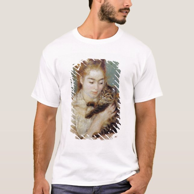 Frau mit einer Katze durch Pierre-Auguste Renoir T-Shirt (Vorderseite)