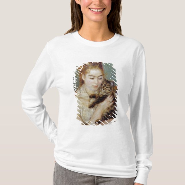 Frau mit einer Katze durch Pierre-Auguste Renoir T-Shirt (Vorderseite)